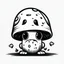 Placeholder: mushroom, black and white, cartoon, drawing, cute, creature, simple, mouth