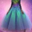 Placeholder: Glittery rainbow ball gown, full view