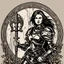 Placeholder: fearless and noble lady knight with sword and shield