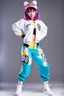 Placeholder: a cute full body shot of anime adult lady wearing hip hop dance clothes standing