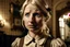 Placeholder: ww1 almost crying blonde maid talking close-up standing up looking to the camera, ww1 mansion room background