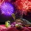 Placeholder: Turtle and Fireworks