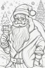 Placeholder: coloring page for kids, Santa Claus, cartoon style, thick lines, low details, no shading