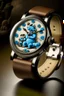 Placeholder: "Illustrate a Smurf Watch that combines the charm of vintage timepieces with Smurf whimsy, featuring an antique bronze case and a nostalgic, sepia-toned backdrop."