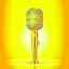 Placeholder: Retro Golden Microphone With Stand Vector Record Stage Live Concert On Air Illustration