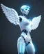 Placeholder: Angel robot, white, dynamic lighting, hyper realistic