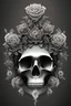Placeholder: skull head, classic flute ,flower background