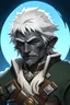 Placeholder: dnd portrait of young male deep gnome Artificer with white hair and dark gray skin