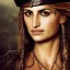 Placeholder: best quality, realistic lighting, masterpiece portrait of Penelope Cruz from pirates of the Caribbean, details, light dusting of freckles, shot from above, simple chain hauberk, warhammerVector art matte painting digital illustration 3D shading CryEngine Behance HD 3Delight