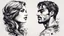 Placeholder: European woman and man ink design