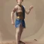 Placeholder: beautiful 12 year old arabic boy with curly hair and light blue eyes dressed in loincloth