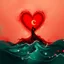 Placeholder: romantic picture, abstract, with red and green ocean water , hq