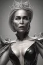 Placeholder: Sharon Stone as evil queen in black leather gown, cleavage, angry, dominant, emperious, stern look unreal 5, octane render,cinema4d, dynamic lighting, dramatic lighting, 4k, redshift render, highly detailed, hyper realistic