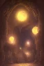 Placeholder: abstract, Moon like lamp in a dwarven mine underground, dungeon