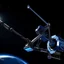 Placeholder: In a sci-fi starry sky background, a slender space flexible robotic arm is located on the satellite in the frame.