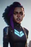 Placeholder: portrait,beautiful tessa thompson, smiling, long hair, post-apocalyptic in a cyberpunk city, realistic, intriacte detail, sci-fi fantasy style, volumetric lighting, particales,highly detailed,cinamatic, deep colours,8k