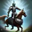 Placeholder: knight riding donky on trampoline, fantasy art