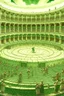 Placeholder: A palish light green circus in a coliseum designed in ancient Roman mosaics painted by Jeffrey Kolker