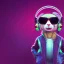 Placeholder: stylized Rabbit, smiling, cyberpunk headphone, sunglass, gangsta gold neckless, full body, magenta puffer jacket, manila city backdrop, dramatic lighting, hyper realistic, unreal engine 5, 16k