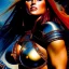 Placeholder: portrait oil on canvas,beautiful busty Female Warrior, minimal armor,comic book cover, mystical colors,insanely detailed,realistic,intrincate detail,crystal clear eyes, 16k resolution, masterpiece,Simon Bisley,Frank Frazetta,Alex Horley,ARTHUR ADAMS