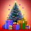 Placeholder: cute 3d cartoon christmas tree with Biswap & BSC News branding elements in the outline