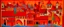 Placeholder: An orangish red village with a fiery dragon palace designed in medieval tapestry painted by Stuart Davis