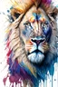 Placeholder: "lion", clean design, art station, splash of colorful paint, contour, ((solid white background)), looking into camera, hyperdetailed intricately detailed, unreal engine, fantastical, cinema lighting, intricate detail, splash screen, complementary colors, fantasy concept art, 8k resolution, DeviantArt masterpiece, watercolor, paint dripping