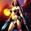 Placeholder: Red Sonja wilding Greatsword by Frank Frazetta style