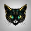 Placeholder: cat logo with ryal blue, golden yellow, green eyes black color