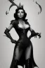 Placeholder: Joan Collins as evil queen in black leather, leather, busty, cleavage, angry, stern look. character design by cory loftis, fenghua zhong, ryohei hase, ismail inceoglu and ruan jia. unreal engine 5, artistic lighting, highly detailed, photorealistic, fantasy