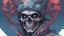 Placeholder: a close up of a person with a skull on their head, blue and black colors, anime skull portrait man, scary detailed art in color, hiroyuki-mitsume takahashi, nychos art aesthetic, half man half skeleton, anime cyberpunk art, colored manga art, rossdraws pastel vibrant, hot colors. insanely detailed, beautiful anime portrait, stunning anime face portrait, scary art in color