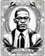 Placeholder: Outline art for coloring pages with MALCOLM X , white background, sketch style, only use black outline, white background, no shadows and well and clear outline , white background, sketch style, only use black outline, white background, no shadows and well and clear outline