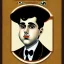 Placeholder: A portrait of a 1930s Italian-American businessman in his late 20s with a black bowler hat and a suit. He is obese and has black hair