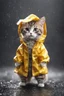 Placeholder: baby cat in raincoat. Chibi, Photograph, Canon DSLR, Tilt - shift, black background, high definition, Complete and coordinated composition, 8k