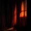 Placeholder: atmospheric deep orange light coming through the curtains of a dark room