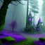 Placeholder: purple high elf in a misty enchanted forest