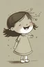 Placeholder: A cute and simple drawing of a happy girl whistling