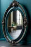 Placeholder: Ancient blue oval mirror