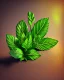 Placeholder: mint leaves. Realistic photo. HD. Glowing. 3d style