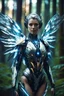 Placeholder: Close up Facing Front night photography Beautiful Angel woman cyborg cybernetic ,futuristic warframe armor, straddle wings in Magical Forest full of lights colors, Photography Art Photoshoot Art Cinematic Soft Blur Colors