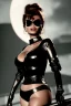 Placeholder: Sophia Loren dressed in shiny black leather, frank miller sin city, busty, cleavage, volumetric lighting, particales,highly detailed,cinematic, deep colours,8