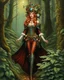 Placeholder: Cuerpo completo, Pintura steampunk de una Reyna elfo caminando en el bosque, coloreada, maximalista, calidad ultra, hiperdetallada, 12k