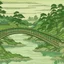 Placeholder: A pale green peaceful plain with a bridge painted by Utagawa Hiroshige