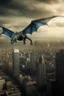 Placeholder: big dragon flying over city