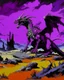 Placeholder: A purple wasteland with an undead wyvern painted by Andy Warhol