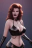 Placeholder: Rita Hayworth as evil queen in black leather, busty, cleavage, curvy, angry, stern look. character design by cory loftis, fenghua zhong, ryohei hase, ismail inceoglu and ruan jia. unreal engine 5, artistic lighting, highly detailed, photorealistic, fantasy