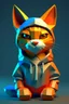 Placeholder: low poly playstation 1 chracter of a happy cat in a hoodie witha retro gam on the hoodie