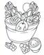 Placeholder: outline art for bold and easy coloring pages with A very simple and super minimal design featuring a bowl of realistic fruit on a table., white background, sketch style, fully body, only use outline, cartoon style, clean line art, white background, no shadows and clear and well outlined