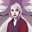 Placeholder: singer Danish MØ face, hyperdetailed, intricately detailed, illustration by <kilian eng>, purple tones, darkred tones,