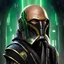 Placeholder: star wars bald male corellian jedi pilot wearing gunmetal grey and black old republic armored robes with gold trim inside the jedi temple holding a lightsaber with viridian green blade in left hand, centered head and shoulders portrait, hyperdetailed, dynamic lighting, hyperdetailed background, 8k resolution, volumetric lighting, light skin, fully symmetric details